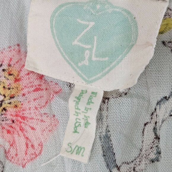 Z & L Floral Boho Tunic Caftan Top Dress Coverup S or Medium Lightweight Green - Picture 7 of 11